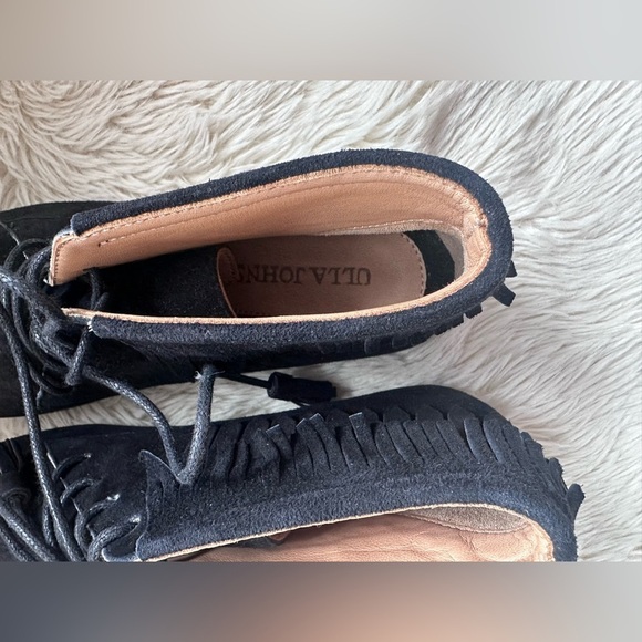 Ulla Johnson Adelaide Black Suede Lace Up Fringe Moccasin Booties Size 35 - Picture 10 of 12